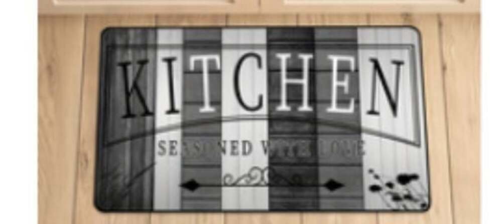 Vintage Black and White Wood Grain Kitchen Mat